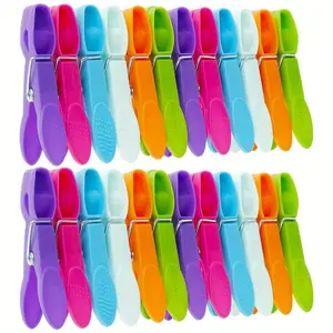 24Pcs Clothes Pegs for Washing Line Strong Grip Washing Pegs Clothespin Soft Plastic Clothes Clips Home Laundry Pegs Windproof Hanger Accessories