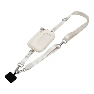 Phone lanyard with wallet Phone belt with zippered pocket crossbody design hands free anti theft phone lanyard adjustable and practical design neck safety chain strap suitable for all phones