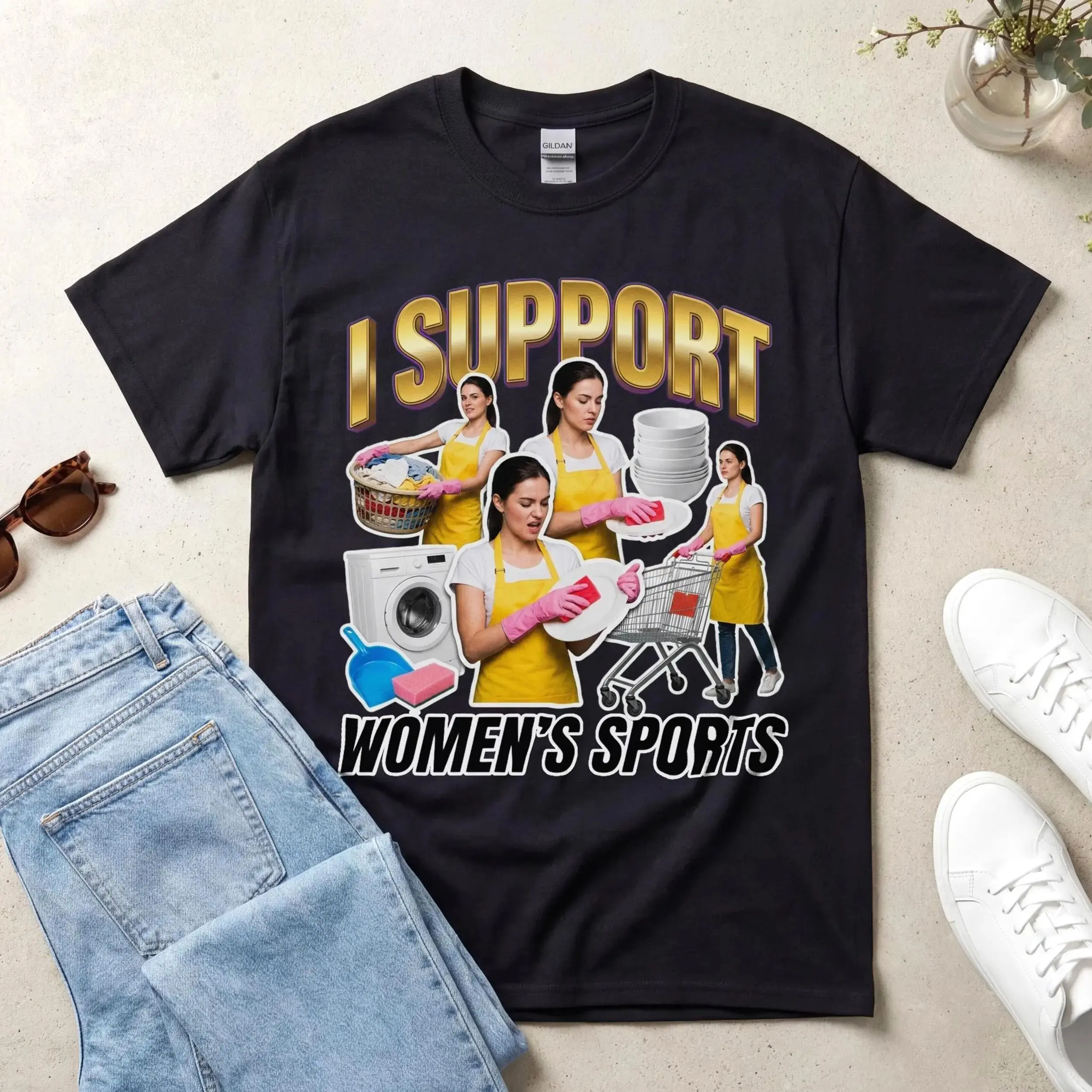 Embarrassing Shirt, I Support Womens Sports Tee, Offensive Shirt Exchange, Cringy T Shirts, Goofy Shirt, Rude T Shirt Gag Gift