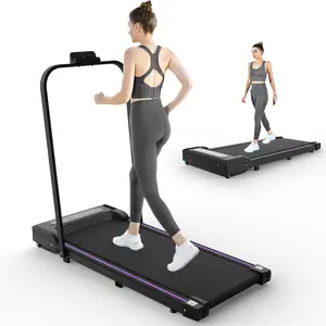 Foldable Under Desk Treadmill 2 in 1 Walking Pad, 300 lb Capacity 2.2HP, Incline & Diamond Pattern Belt, Handle/Remote/LED Display, Lightweight for Home Office Portable Folding Treadmill with Incline low noise motor easy mobility
