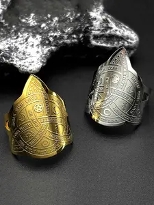 Viking Witch Celtic Knot Rings for Women Men Goth Stainless Steel Odin Runes Witchcraft Protection Finger Ring