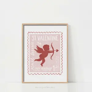 [UNFRAMED POSTER] Valentines Day Print, Cupid Art Print, Printable Wall Art, Valentine Printables, Valentines Day Decor, Pink Wall Art, Cute Valentine Print