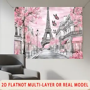 Eiffel Tower Paris Backdrop Romantic European Theme Tapestry Wall Hanging Photography Background for Wedding Celebration Birthday Party Bedroom Decor Photo Booth Supplies