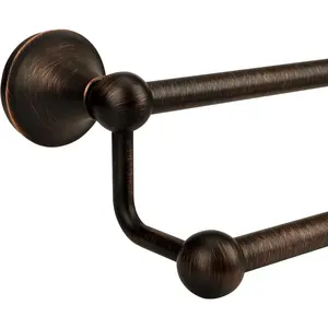 24 Inch Oil Rubbed Bronze Double Towel Bar Wall Mounted Bathroom Towel Rack Holder Two Towel Rod Hanger for Hotel