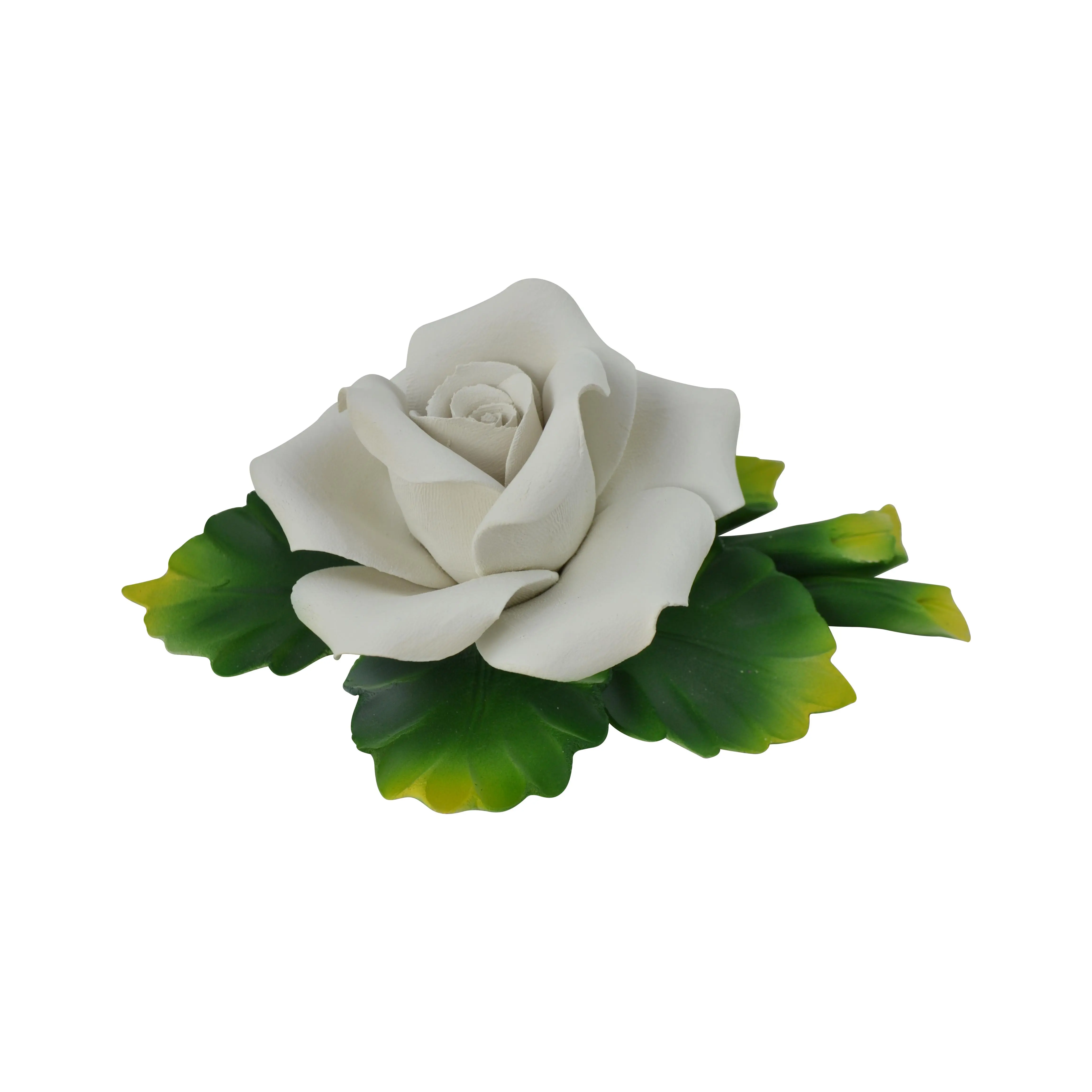 Large Decorative White Rose Flower Art Decoration Capodimonte Porcelain 3” Tall