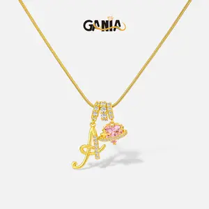 GANIA Art-designed personalized name letter necklace, free of allergenic ingredients, with adjustable size. It is an excellent Valentine's Day gift for women and girls.