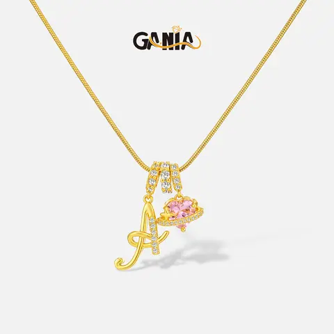 GANIA Art-designed personalized name letter necklace, free of allergenic ingredients, with adjustable size. It is an excellent Valentine's Day gift for women and girls.