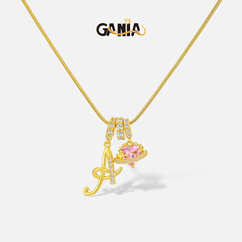 GANIA Art-designed personalized name letter necklace, free of allergenic ingredients, with adjustable size. It is an excellent Valentine's Day gift for women and girls.