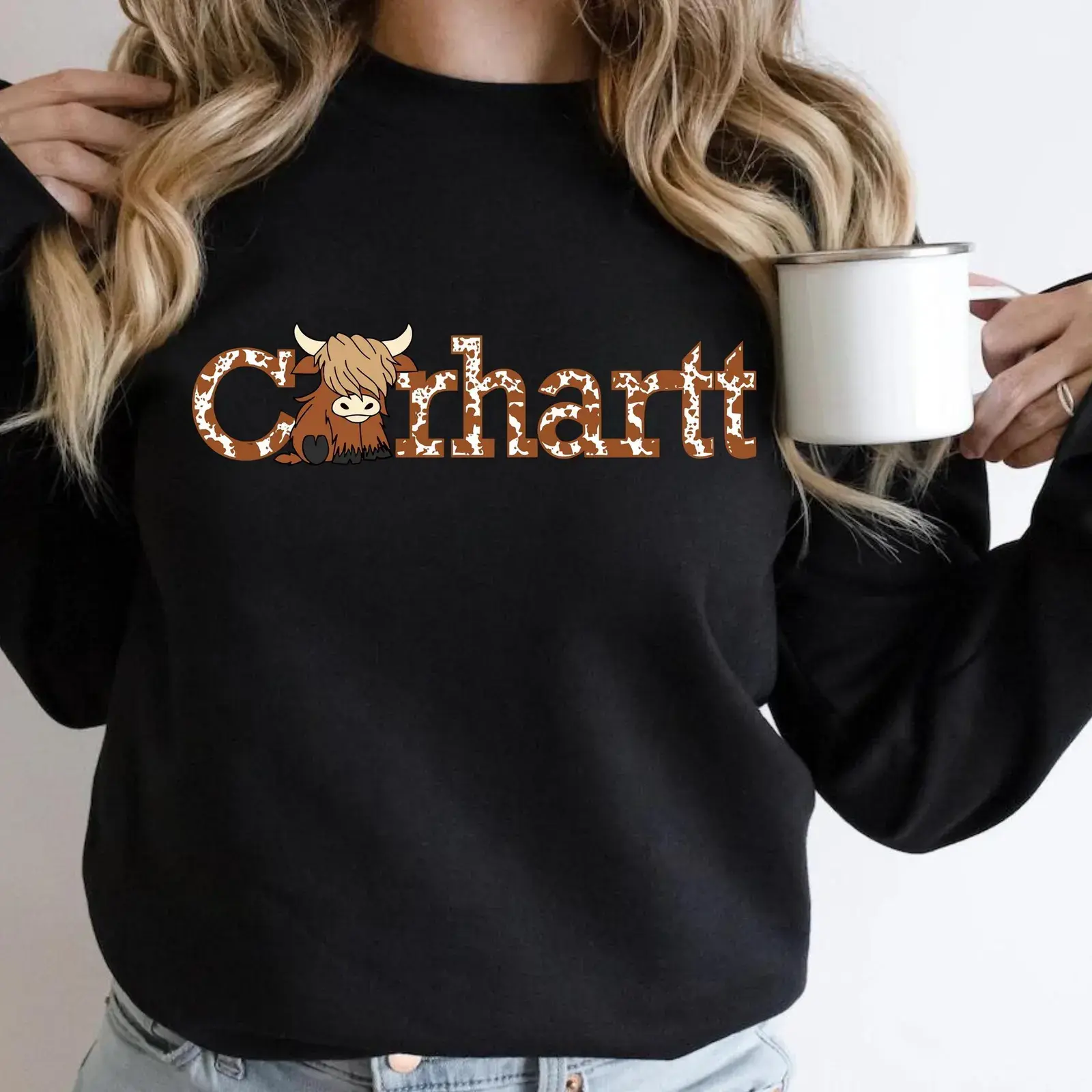 Highland Cow Sweatshirt, Highland Sweater, Western Cute Cow Crewneck, Farming Sweatshirt, Cow Gift For Her, Farmer Gifts, Animal Lover