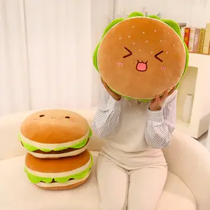 Hamburger Shaped Throw Pillow, 1 Count Soft Comfortable Bread Design Pillow, Creative Decorative Cushion for Home Sofa Bed