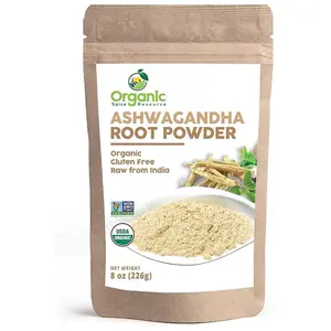 Organic Ashwagandha Root Powder - Lab Tested for Purity, Resealable Kraft Bag, Non-GMO, Indian Ginseng & Withania Somnifera - Spice, Flavor