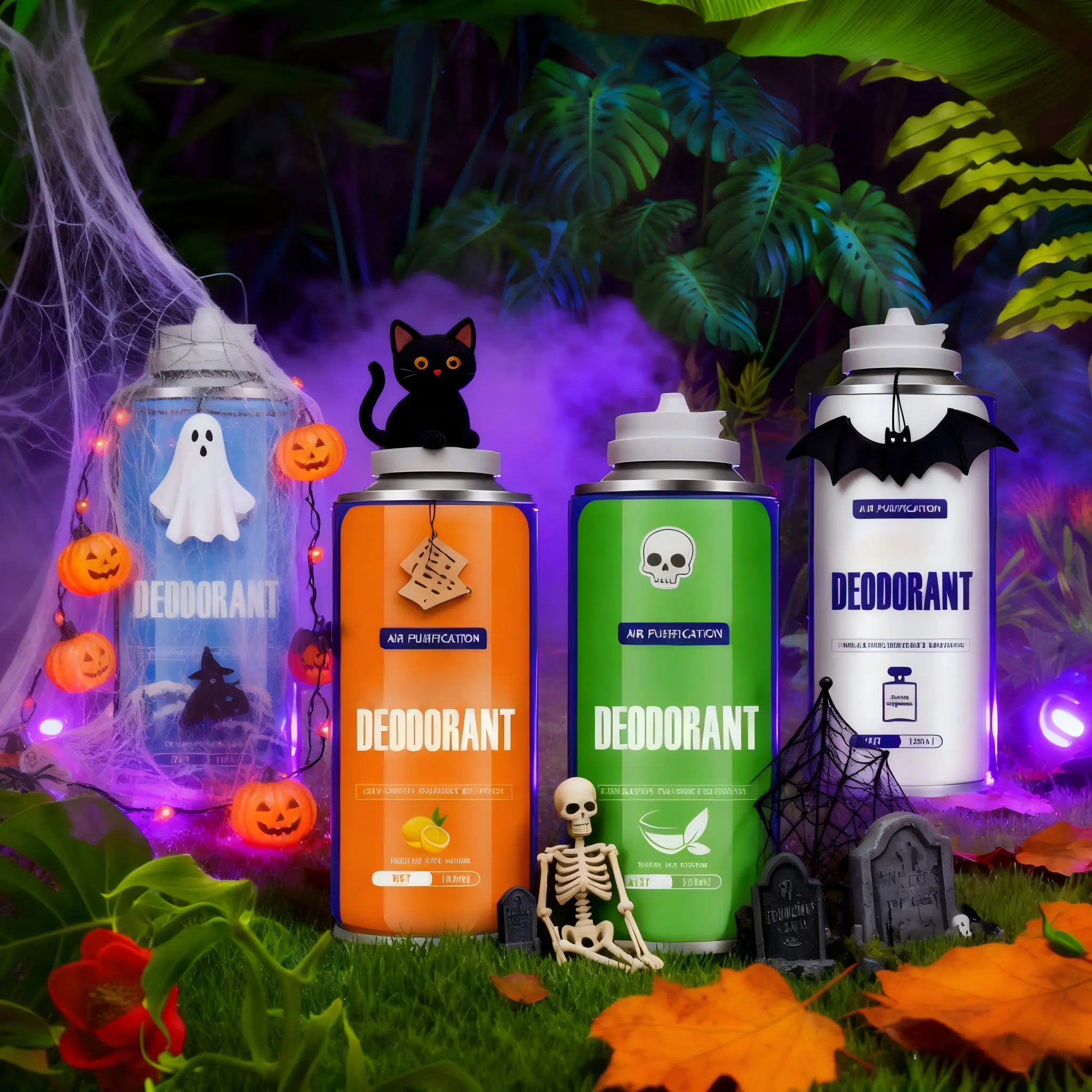 Halloween Themed Quick Deodorizer Spray - 180ml Portable Handheld Air Freshener with Multi-Fragrance Long-Lasting Scent for Car Air Vents, Home Rooms, Halloween Party Decor Aroma Perfume