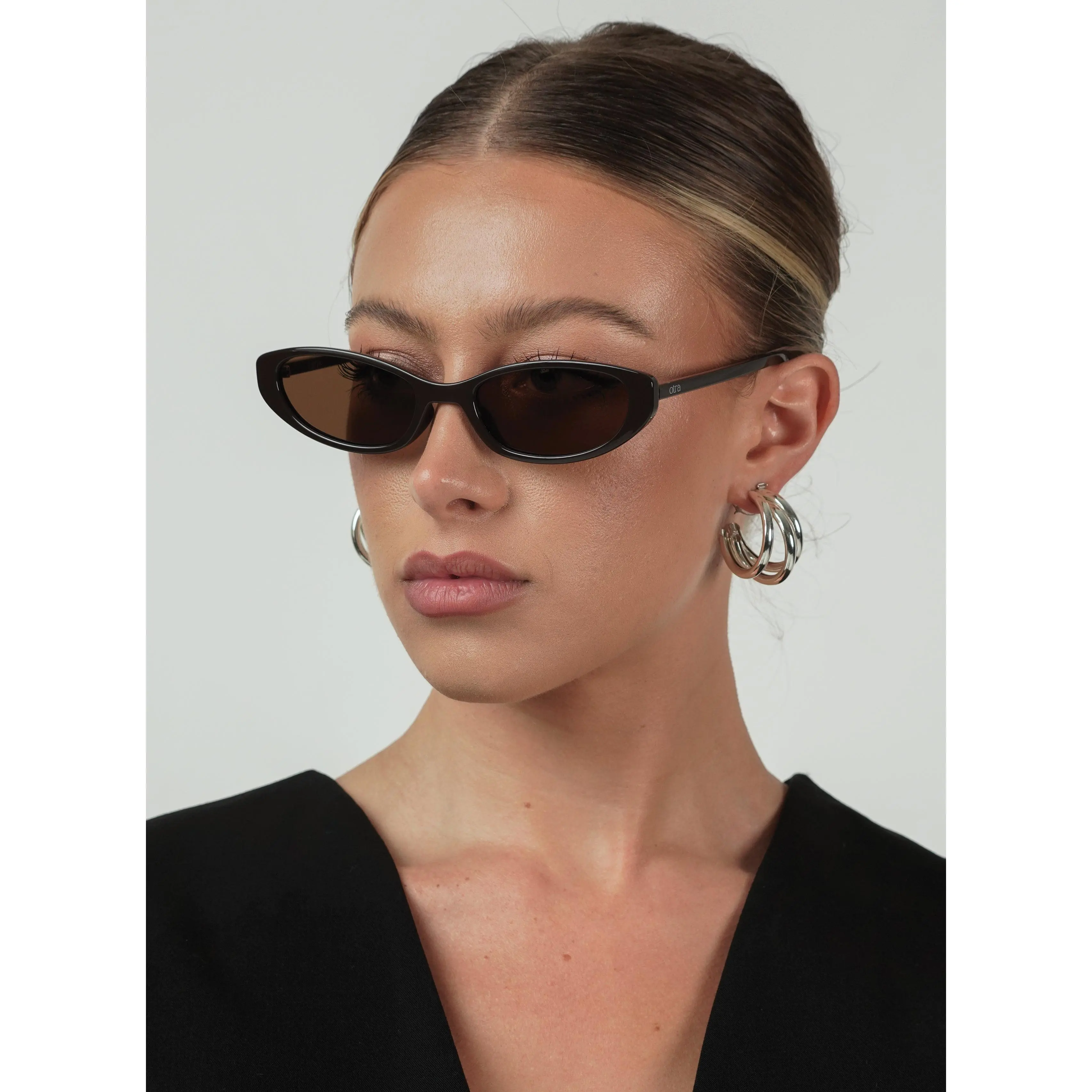 Otra Lilly Womens Sunglasses Black Cat Eye Brown Lens‎ UV400 Fashion Chic Nove Cat Eye Sunglasses – Tortoiseshell & Brown Lens – Otra  main image 2