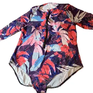 Plus size Long Sleeve one piece floral Swimsuit