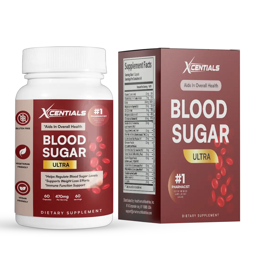 Xcentials Blood Sugar Ultra Support - Vegan Capsules with Berberine Apple Cider Vinegar & Cinnamon for Optimal Circulation & Vein Health