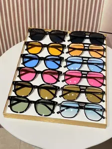 12pcs Men's PC Round Cat Eye Sunglasses, Fashionable European Style, Unisex Casual Streetwear, Travel Vacation Eyewear for Women & Men