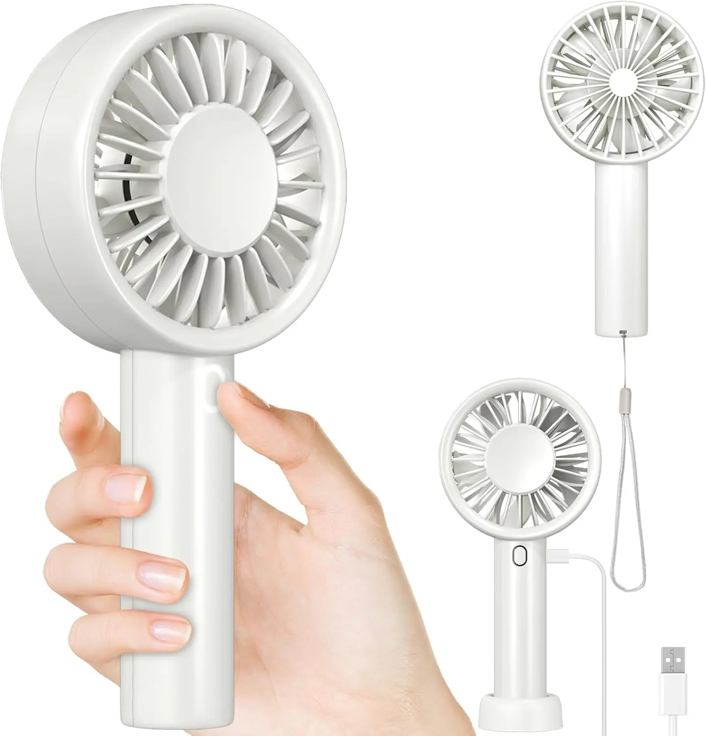 Decute Handheld Turbo Fan Strong Wind Mini Portable Fans, Hand Held USB-C Rechargeable Travel Fan for Indoor Makeup Office Desktop and Outdoor Beach, for Women Girl Men Boy