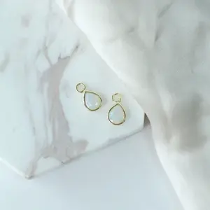 White Opal CZ Drop Charm
