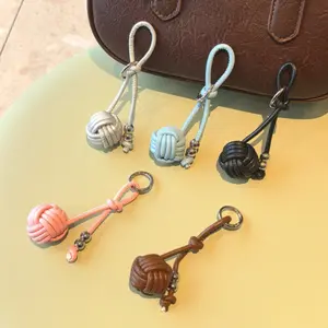 Handmade PU Woven Ball Keychain, Instagram-Style Colorful Braided Rope Bag Charm, Sports & Outdoor Accessory, Bag Charms