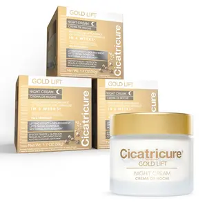Cicatricure Gold Lift Anti-Aging Night Cream for Face, 3 Pack, with Peptides, Calcium, and Silicon, offering a lifting effect, nourishment, and facial contour - 1.7 OZ each, 3 Pack