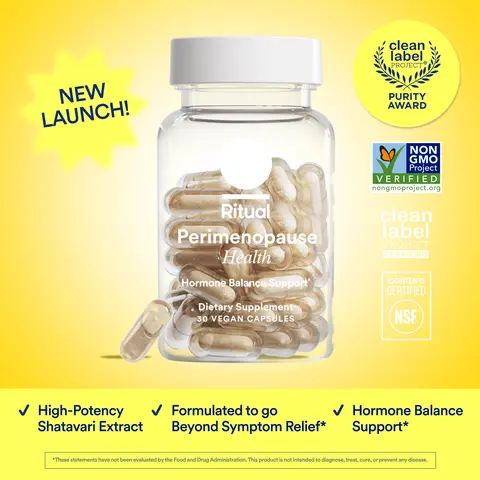 NEW! Ritual Perimenopause Health Supplement To Support Hormone Balance* and Symptom Relief - With Shatavari, Vitamin B6, Evening Primrose Oil, DIM