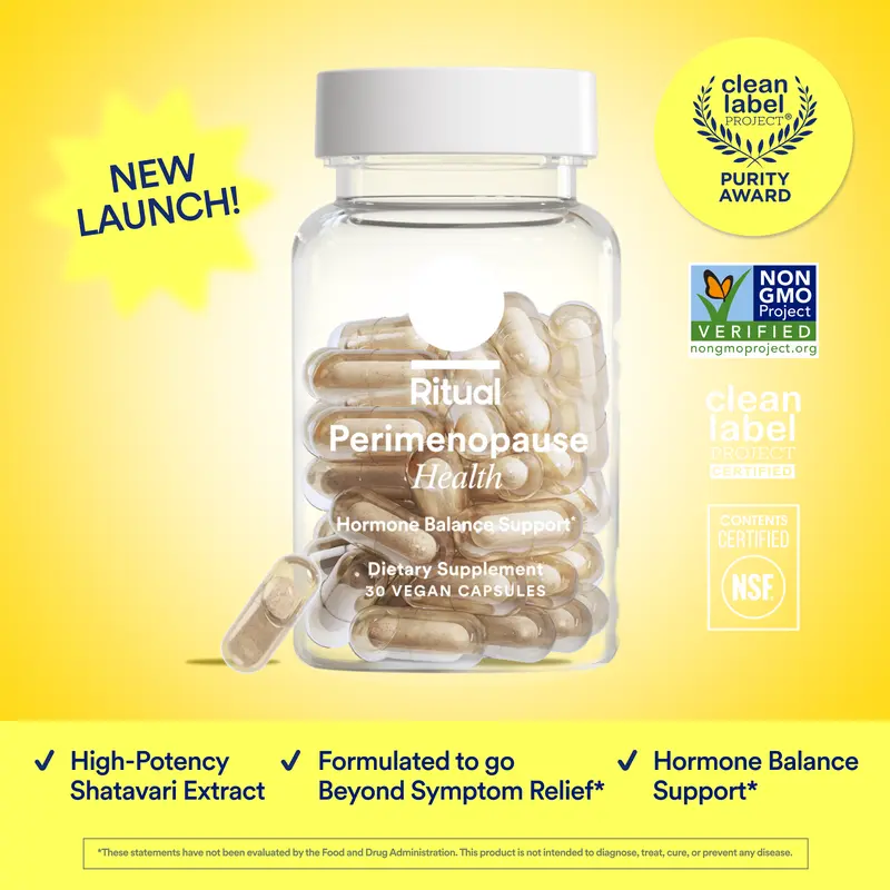 NEW! Ritual Perimenopause Health Supplement To Support Hormone Balance* and Symptom Relief - With Shatavari, Vitamin B6, Evening Primrose Oil, DIM