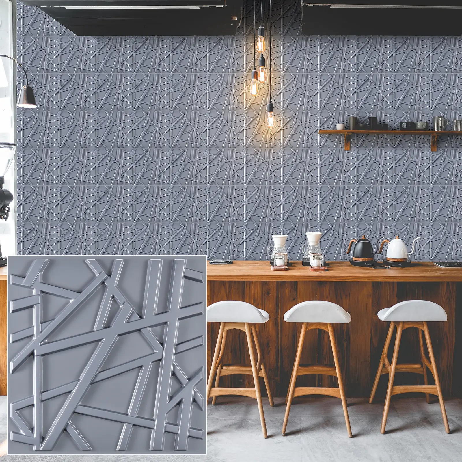 Aadesh 3D Wall Panel (Includes Roll of Mounting Tape), Interior Wall Decor, Geometric Texture Pattern for Living Room, Lobby, Bedroom, Hotel, Office, Game Room, TV Backdrop, 11.8 x 11.8 inches (Approx. 30 x 30 cm), White/Black/Pink/Gray, Wallpaper