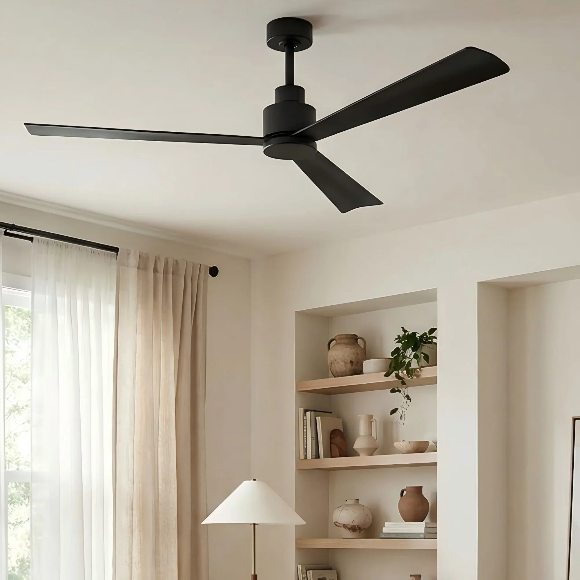 New Delhi 48 Inch Rustic Ceiling Fan with Lighting and Remote Control, Reversible Flush Mount Farmhouse Fan