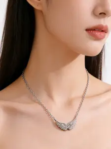 Stainless Steel Angel Wings Pendant Necklace, 18k Women's Jewelry Gift, Perfect for Mother's Day and Valentine's Day