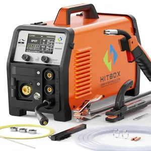 HITBOX HIM250DPP dual pulse 8 in 1  Aluminum MIG Welder with Double Pulse built-in welding pattern database Gas MIG/Gasless Flux Core MIG/Stick/Lift TIG/Single Pulse/Dual Pulse Aluminum Welding Machine 110V/220V