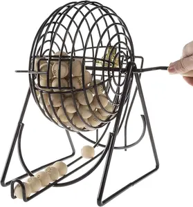 Deluxe Bingo Game with Accessories, Metal Ball Spinner, Wooden Bingo Balls & Board & Shutter Bingo Cards for Adults, Boys and Girls