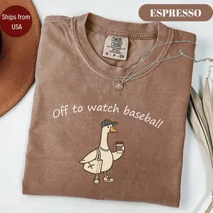 Comfort Colors® Off To Watch Baseball Goose Shirt Funny Silly Goose Tee Baseball Mom Game Day T-shirt Retro Baseball Mama Gift