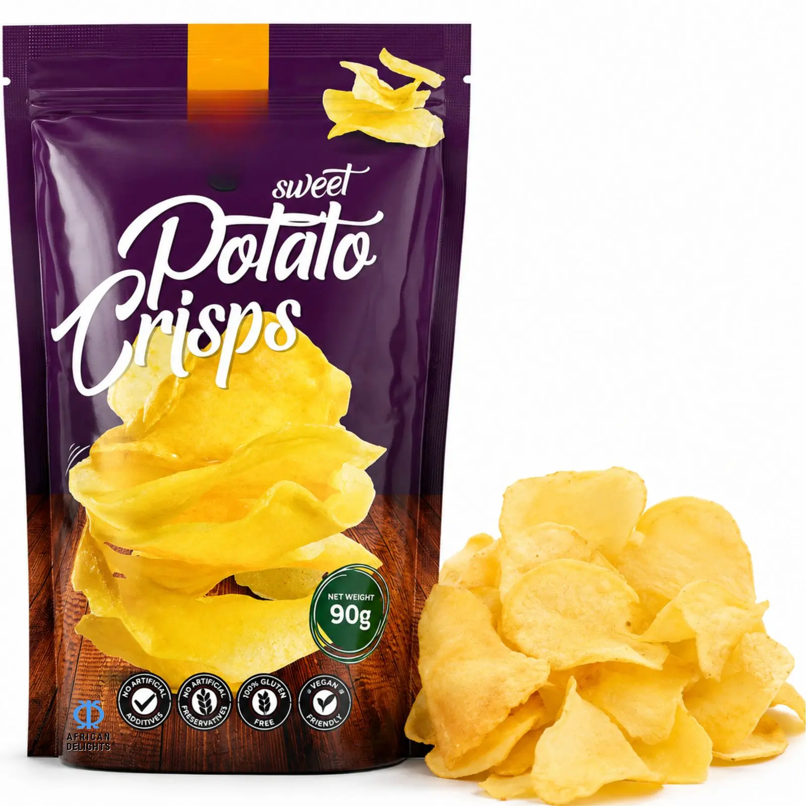 African Delights Sweet Potato Chips, Pack of 3 (90g Each)