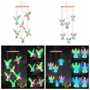 1pc/Set DIY Luminous Diamond Painting Wind Chimes Acrylic Wind Chimes for Window Decoration Hummingbird Diamond Art Wind Chimes