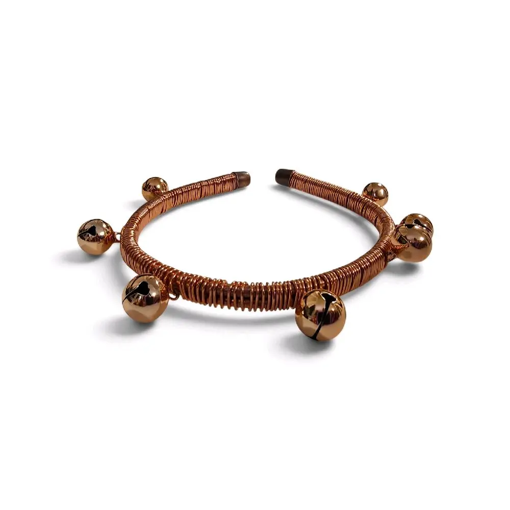 Adjustable Handmade Copper Bell, Wire-Wrapped Bracelet