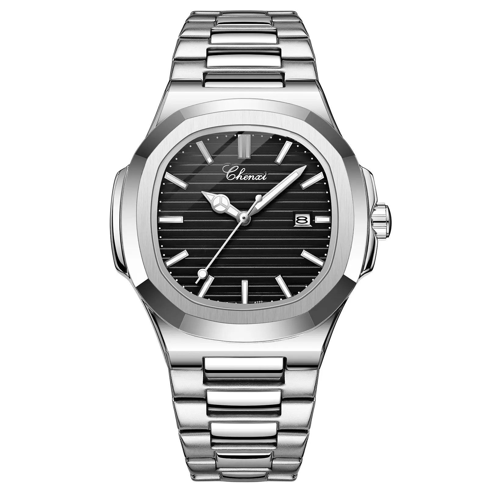 OIDEA Men's Large Face Analog Quartz Waterproof Wristwatch - Rhombus Case, Stainless Steel Strap, 30m Water Resistance, Luminous Date Display for Business-Casual Use (Square Watches, Men's Accessories) summerwins,summerwins