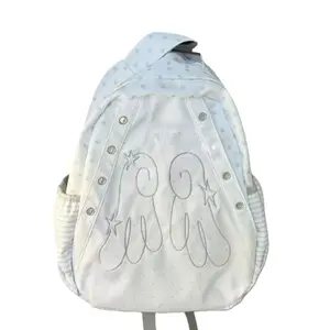 Cute Polka Dot Angel Wing Backpack, Sweet Double-Shoulder Bag, Large Capacity School Bag for Students, Commuting Backpack