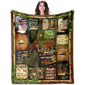 Cozy Book Lovers' Throw Blanket (60"x50") - Reading Companion Gift for Women Bookworms, Perfect for Birthdays, Anniversaries