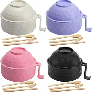 6pc/set Microwave Ramen Bowl Set, Instant Noodles Bowl, Ramen Noodle Cooker with Lid & Handle, Perfect for Home, Office, Dorm, Christmas Gift