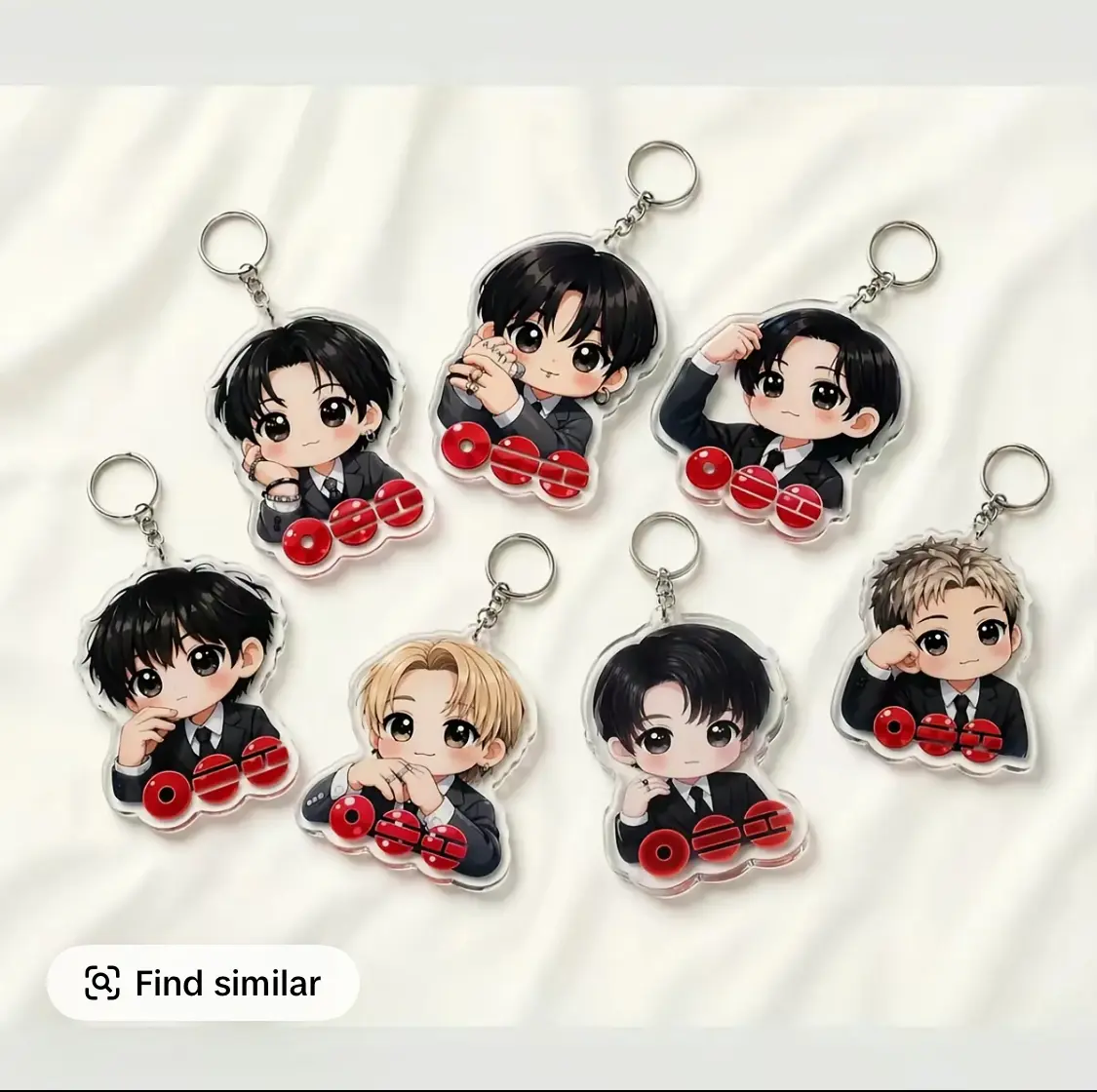 Cute Chibi Acrylic Keychain, Kpop Idol Cartoon Keyring, Anime Style Fan Gift