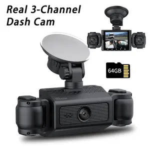 3-Channel HD 1080P Car DVR, Car DVR with Night Vision, WDR, 2.4" IPS Screen, Loop Recording, G-sensor, 24H Parking Mode Car Camera, Car Dash Cam