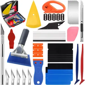 Window Tint Tools Kit,43PCS Vehicle Glass Protective Film Installing Tool, Scraper, Rubber Squeegee,Cutting Knife with Blades, Toolbox