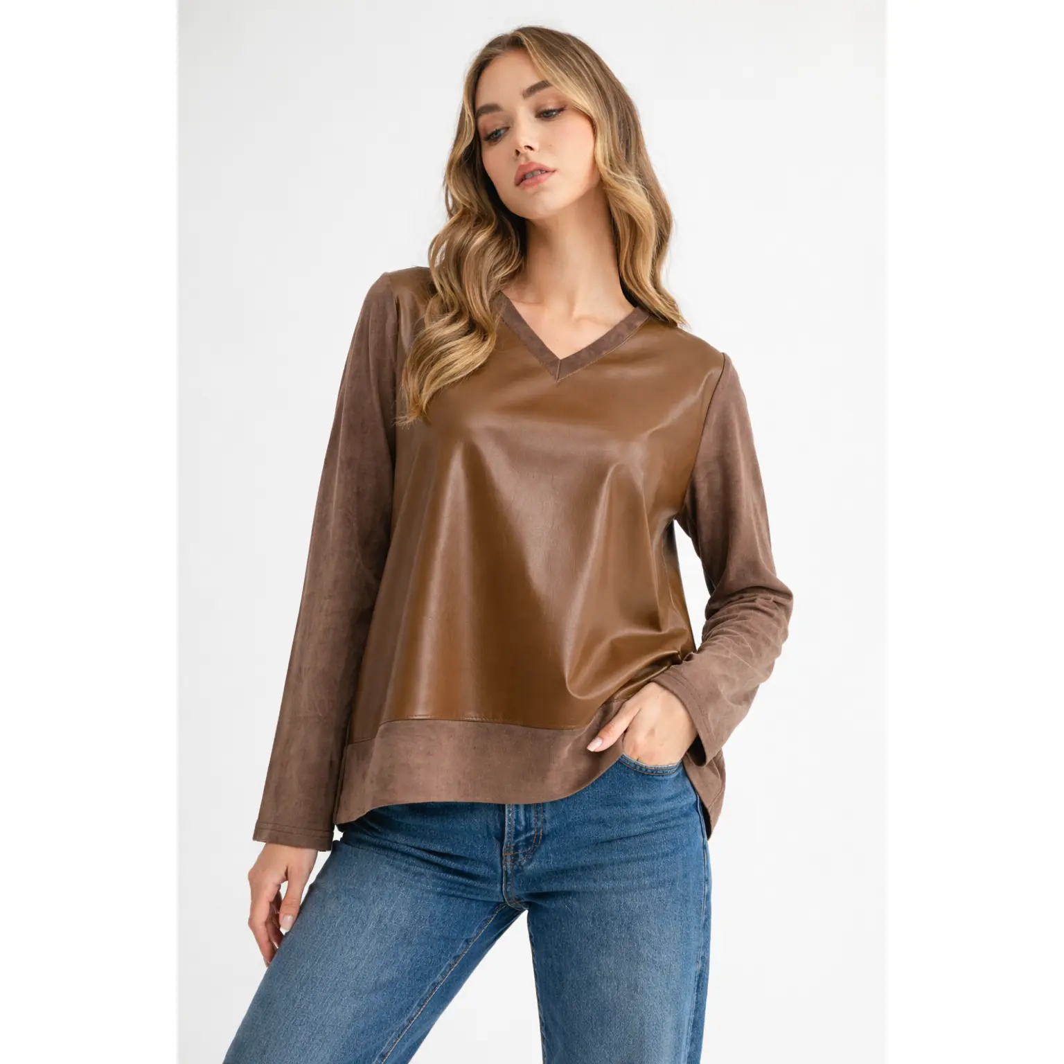 Annabelle Suede Top with Leather