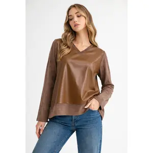 Annabelle Suede Top with Leather