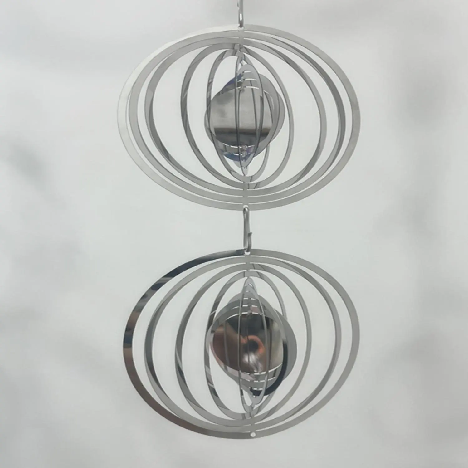 3D Kinetic Spiral Wind Spinner, All-Season Metal Hanging Outdoor Decor for Patios and Gardens, Circular Form, Round Shape, Kinetic Hanging Decoration, No