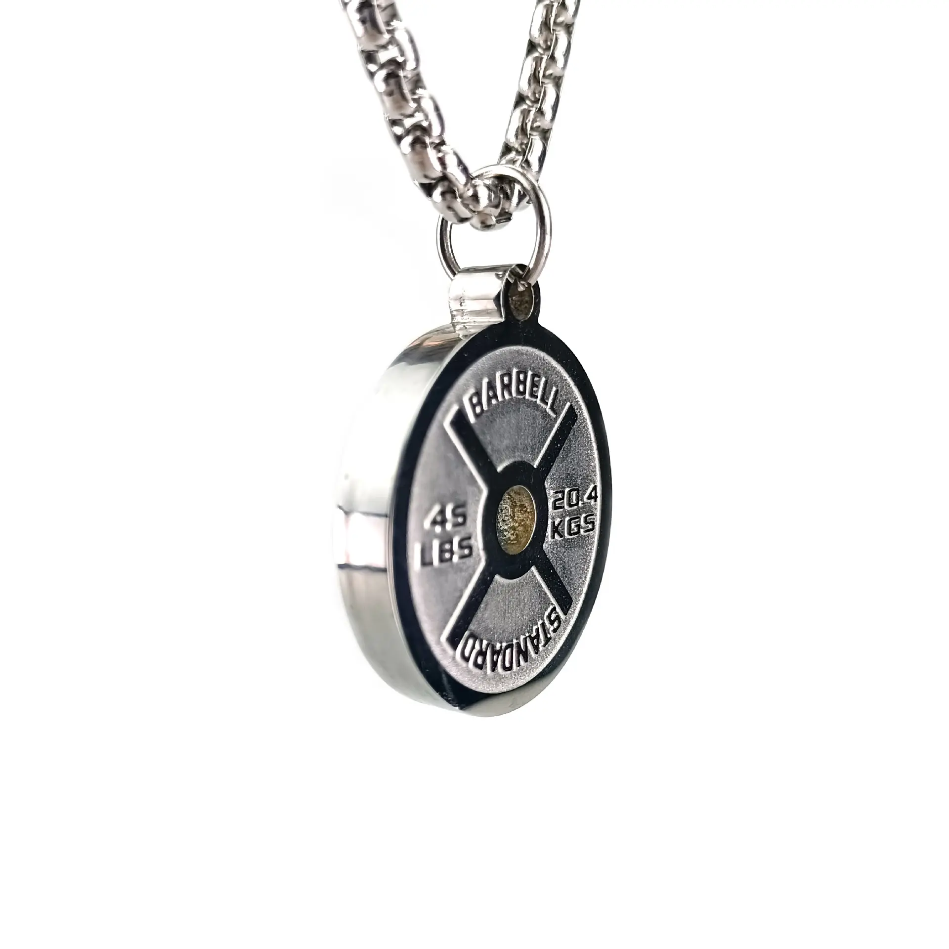 Dumbbell Plate Necklace in 316L Stainless Steel for Women, "NO PAIN NO GAIN" Engraved Pendant, Modern Sports Jewelry for Fitness Enthusiasts, Womens Gifts, Modern Fashion Accessories