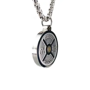 A must-have for fitness enthusiasts| NO PAIN NO GAIN Dumbbell Plate Necklace, 316L Stainless Steel, Unique Pendant, European and American Style Sports Accessory woman girl holiday gift casual hip hop adjustable black gemstone wrap set  decadenas