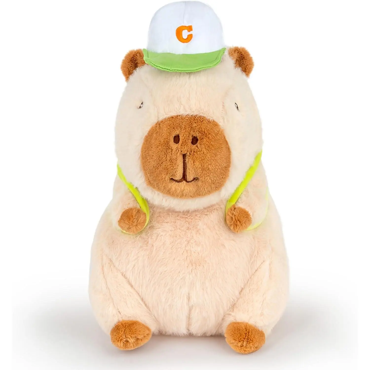 Duoai Cute Capybara Plush 9 Inch Stuffed Animal Pink Capybara Toy with Baseball Backpack Plushies Gift for Girls & Boys