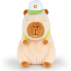 Duoai Cute Capybara Plush 9 Inch Stuffed Animal Pink Capybara Toy with Baseball Backpack Plushies Gift for Girls & Boys