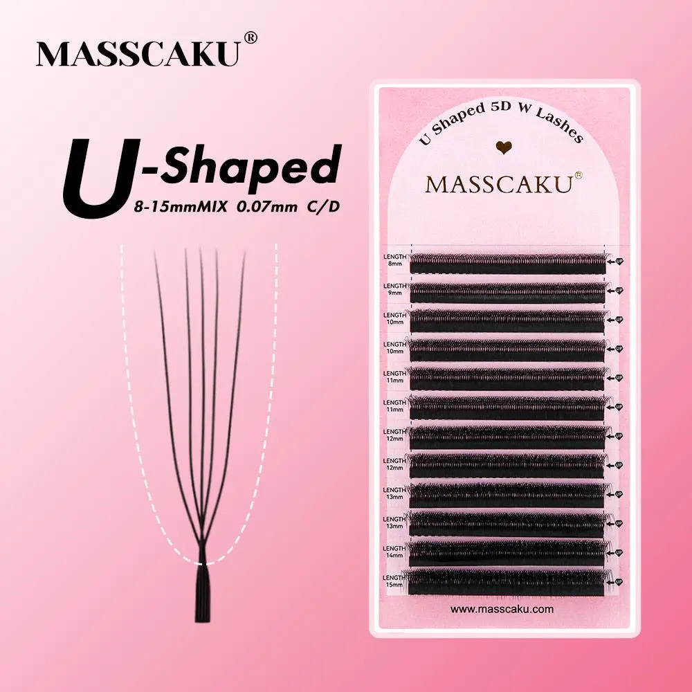 MASSCAKU U Shaped 3D/4D/5D/6D Eyelash Extensions 8-15mm Mix Length Easy to Use Long Lasting False Eyelashes for Maquillage Femme 2026 New